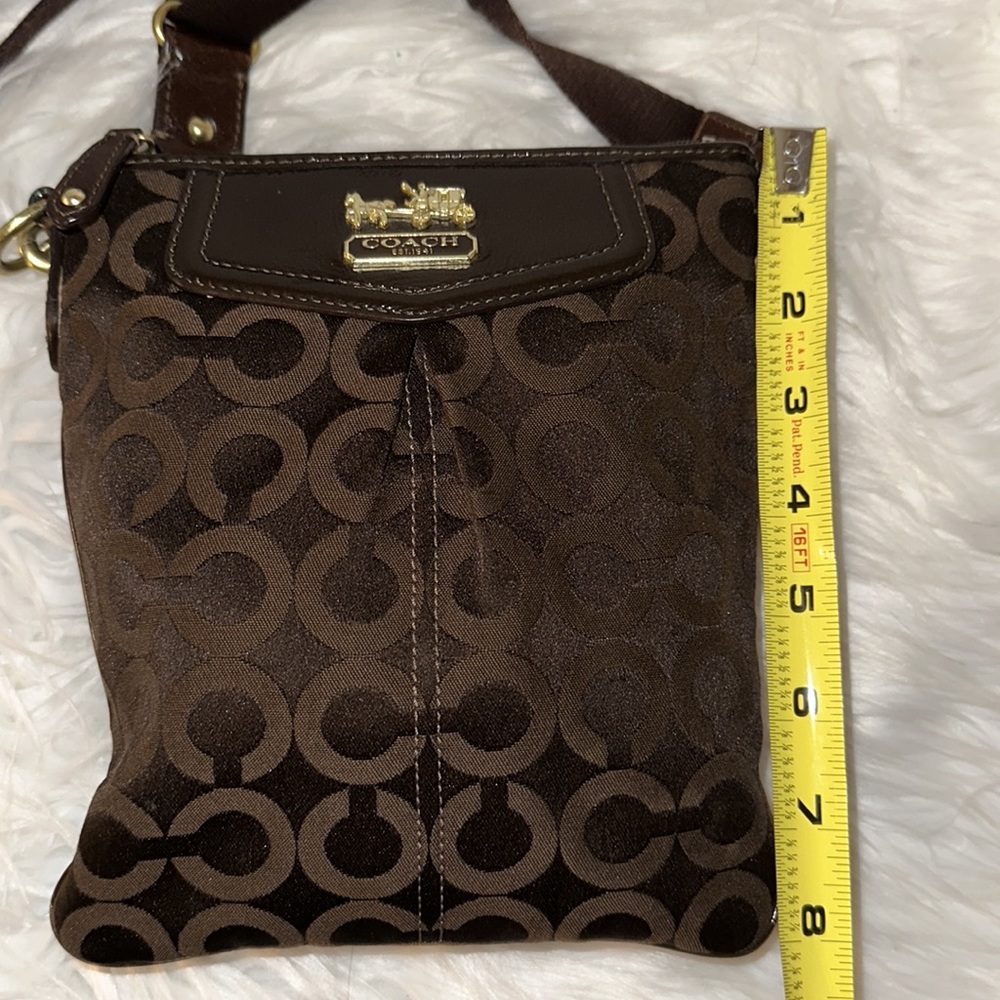 Coach Dark Brown Signature Canvas Crossbody with Gold Hardware - Picture 13 of 14